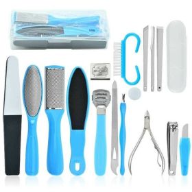 17 in 1 Professional Foot Care Kit Pedicure Tools Set (Color: 17PCS Blue)