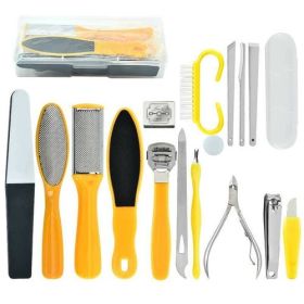 17 in 1 Professional Foot Care Kit Pedicure Tools Set (Color: 17PCS Yellow)