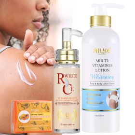 AILKE Multi Vitamin Whitening Body Lotion With Vitamins A,E,B3,B5, Increase Skin Radiance, Even Skin Tone, Moisturizer Cream (Color: 3 in 1 set)