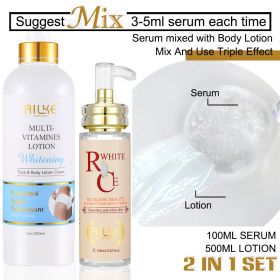 AILKE Multi Vitamin Whitening Body Lotion With Vitamins A,E,B3,B5, Increase Skin Radiance, Even Skin Tone, Moisturizer Cream (Color: 2 in 1 set)
