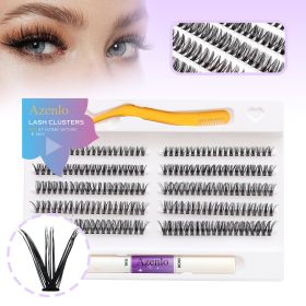 Eyelash Extension Kit Single Box 200 Pieces Eyelash Cluster Kit Eyelash Bonding and Sealing Waterproof Eyelash Tweezers DIY Eyelash Extension Kit (Color: black*10)